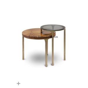 Table gigogne et table d'appoint en forme de rectangle en bois ensemble de 3 meubles de couleur marron pour le salon et la chambre à coucher - Product Image 4