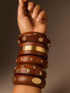 Dernier design en bois et laiton Ensemble de bracelets tendance Bijoux pour femmes Accessoire cadeau en forme de cœur INDIA ART PLACE Uttar Pradesh - Product Image 4