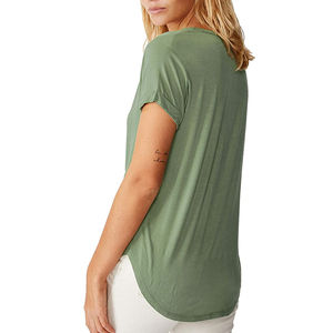 เสื้อยืดแขนสั้นสำหรับผู้หญิงเสื้อยืดเอวสูงคอกลมลำลองสไตล์ยาว - Product Image 3