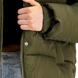Chaqueta acolchada de mujer alta personalizada impresa algodón piel de oveja cuero manga larga transpirable tejido invierno venta al por mayor nuevo - Product Image 5