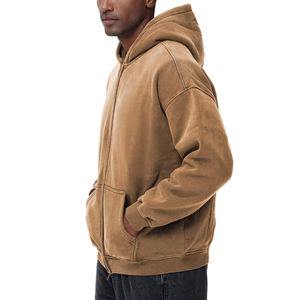 Factory Direct Supplier Casual Wear New Style Men Zipper <b>Hoodie</b> Wholesale Price Custom Logo Men Acid Wash Hoodies - Product Image 4