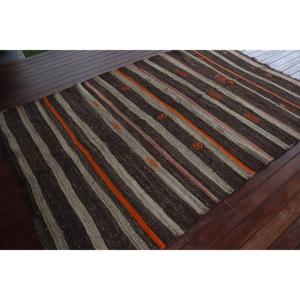 Turkish 5.5x8.4 ft Rug, Kilim Vintage Rug, <b>Brown</b> Camouflage Rug <b>Wool</b> - Product Image 2