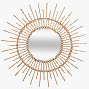 Espejo de pared de flores de ratán redondo hecho a mano de primera calidad perfecto para decoración de dormitorio y baño - Product Image 4