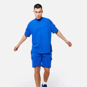 Conjuntos de ropa de verano para hombre OEM, trajes cortos de verano personalizados ligeros de alta calidad, chándal de patrón sólido informal transpirable - Product Image 5