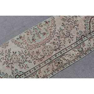 2.9x8 ft Vintage Rug, Rug, <b>Brown</b> Floral Rug <b>Wool</b> - Product Image 5