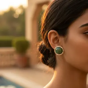 Women's Trendy 925 Silver Jewelry Green Gemstone <b>Stud</b> <b>Earrings</b> Gold Plated Pear Cut Diamond <b>Emerald</b> Topaz Pearl Rose Gold - Product Image 2