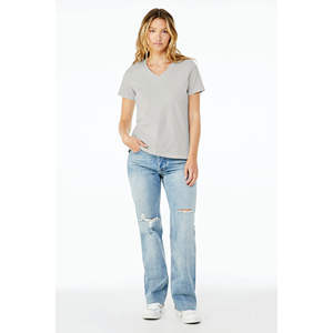 Airlume-Camiseta de algodón peinado y anillo para mujer, Camiseta holgada de manga corta con cuello en V, 100% oz, 4,2 - Product Image 4