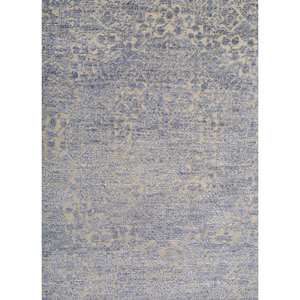 Tapis en laine et viscose noué à la main, motif médaillon, gris aurore et noir, pour usage domestique - SKWV-120 - Product Image 3