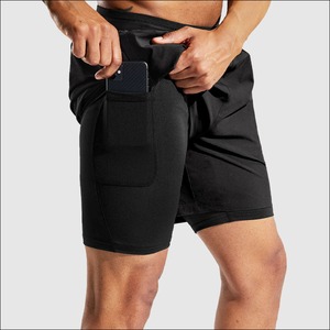 Nouveau short de course 2-en-1 décontracté taille moyenne pour hommes Short de compression respirant à séchage rapide avec poche pour téléphone Double couche - Product Image 2