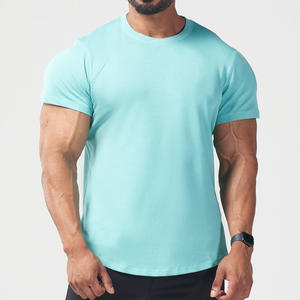 Camiseta de palangre para hombre de calidad profesional, camisetas de palangre ajustadas para hombre, 180 gramos de algodón, dobladillo curvo más largo, ropa informal para gimnasio muscular - Product Image 5