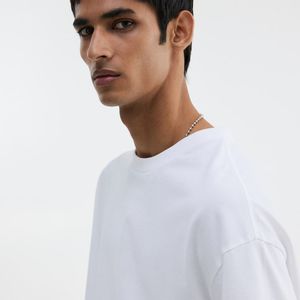 เสื้อยืดผู้ชายผ้าฝ้ายสีทึบทรงโอเวอร์ไซส์ - Product Image 4