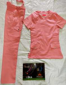 Ensembles de blouses d'hôpital pour femmes prêts à être expédiés, en tissu tissé extensible coton-spandex, logo personnalisé - Product Image 3