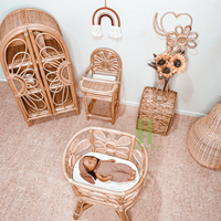 Coiffeuse Boho en rotin tissée à la main pour enfants Coiffeuse en osier avec chaise pour enfants OEM et emballage au Vietnam