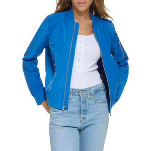 Blouson bomber pour femme uni, coupe décontractée, manches longues, en coton tricoté et toile, coupe-vent, chaud et respirant pour l'hiver - Product Image 5