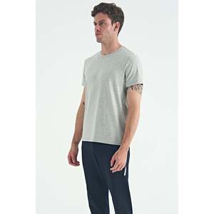T-shirt à manches courtes en coton mélangé gris pour homme Air Jones, coupe classique confortable pour un usage quotidien décontracté - Product Image 2