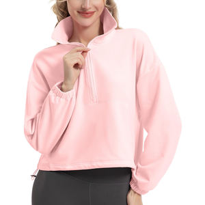 Sudadera Corta con Media Cremallera para Mujer, Top Deportivo de Alta Calidad, Transpirable, para Correr, Estilo Holgado con Hombros Caídos - Product Image 5