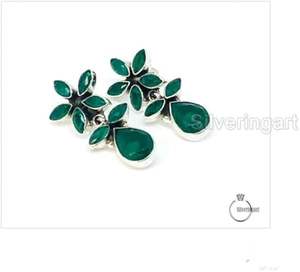 Pendientes de Mujer con Ónice Verde Natural, Piedra de Nacimiento de Diciembre, Joyería Hecha a Mano, Pendientes de Plata de Ley 925 - Product Image 1