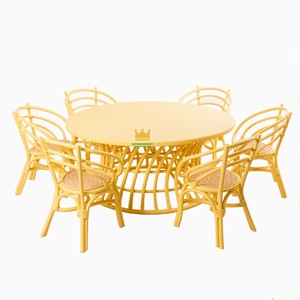 Table d'enfant en rotin au design nordique moderne meubles de maison table de décoration de salon rotin rond naturel - Product Image 2