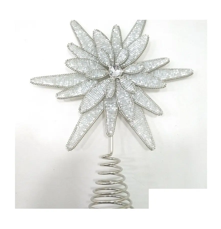 TREE TOPPER 10" CLEAR SNOWFLAKE TREE TOPPER WHOLESALE PRICE CHRISTMAS DECORATIVE TABLE TOP TREE ORNAMENTS SALE