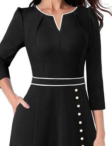 Robe de carrière élégante en polyester et spandex avec ajustement extensible pour un confort toute la journée et un style professionnel - Product Image 3