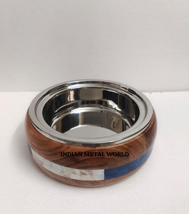 Dost de service de nourriture de forme ronde de conception antique et pot chaud en acier inoxydable d'incrustation de haute qualité pour pot chaud de vaisselle - Product Image 4