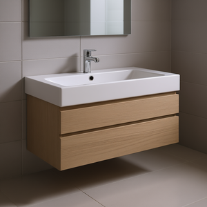 Base à 2 tiroirs en chêne naturel Vieste 120 cm pour ensembles de salle de bain - Product Image 3