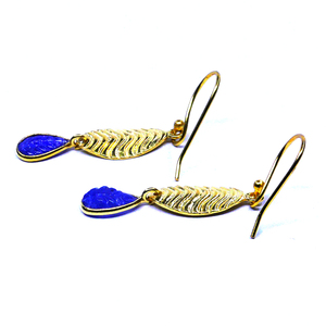 Wedding Wear 925 Sterling Silver Gold Plated Jewelry Tanzanite Gemstone Women Wear Feaf <b>Earring</b> - Product Image 3