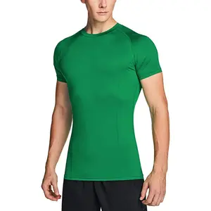 Compression course t-shirts hommes ajusté gym entraînement drifit sport souffle t-shirt