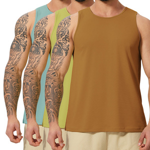 Camiseta sin mangas informal con cuello redondo para hombre, ropa de gimnasio de punto transpirable para Fitness, deportes, Color liso Apperel - Product Image 2