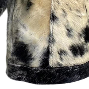 Chaqueta de Cuero Vacuno Personalizada para Hombre |   Chaqueta de Cuero y Lona con Cuello Alto y Logotipo Personalizado en la Parte Delantera - Product Image 4