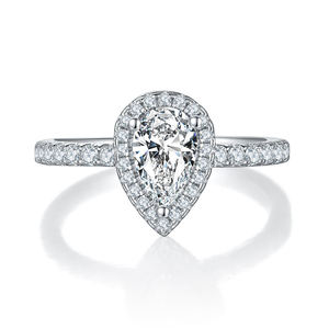 Anillo de Compromiso de Plata de Ley 925 con Diseño de Halo en Forma de Gota de Agua, con Moissanita de 2 Quilates, Anillo de Boda con Micropavé, Regalo - Product Image 1