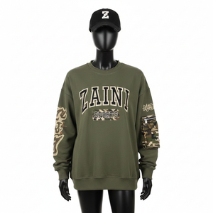 Sudadera Extra Grande para Mujer, Mezcla de Algodón y Poliéster, 320GSM, Verde Oliva, Manga con Paneles, Logotipo Personalizado, Transpirable - Product Image 6