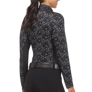 Chemise d'équitation élégante pour dames à manches courtes respirante légère compétition équitation spectacle haut performance - Product Image 6