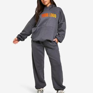 Premium Quality Winter Sports <b>Jogging</b> Two Piece Pullover Hoodie Trousers Sweat <b>Suit</b> Custom Made Unisex Plus Size Solid Tracksuit - Product Image 1