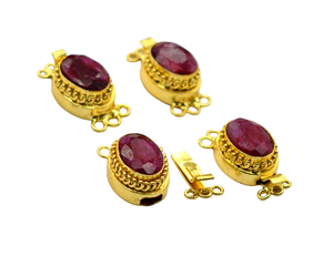 Fermoir ovale plaqué or 18 carats 26X15X10MM pour bijoux en pierres précieuses rubis 1 2 3 brins B702 composants de bijoux" - Product Image 5