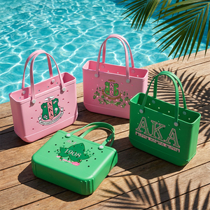 Bolsa de Mano Personalizada con el Alfabeto Griego, Impermeable, Estructurada, de EVA, para Universitarias, Reunión de Hermanas, Bolsa de Mano de Goma - Product Image 2