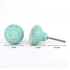 Tirador de cajón y gabinete pastel suave con pomo de cerámica azul Tiffany silenciado - Product Image 4