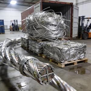 เศษลวดอะลูมิเนียม 6063 ความบริสุทธิ์สูง ชิ้นส่วนลวดอะลูมิเนียมสีเงาในห่ออัดสำหรับโรงหลอม - Product Image 1