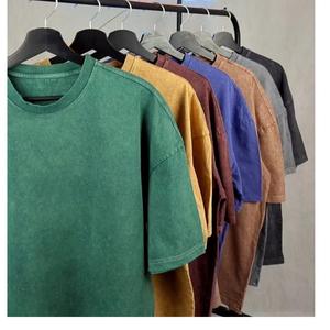 T-shirt oversize pour hommes en pur coton délavé avec épaules tombantes Streetwear T-shirt blanc pour hommes à la mode imprimé ample - Product Image 3