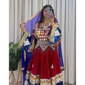 Robe afghane faite à la main de haute qualité, broderie plissée, style moderne en A, 100% polyester, manches longues, robes pour femmes - Vente en gros - Product Image 3