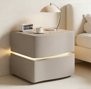 Mesa de Noche Moderna con 3 Cajones y Tira de Luz LED, Mueble de Dormitorio con Gran Capacidad de Almacenamiento, Envío Rápido - Product Image 6