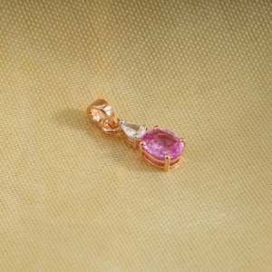 Colgante de Zafiro Rosa y Diamantes - Product Image 4