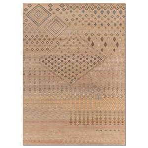 Alfombras Anudadas a Mano de Lana y Seda de Bambú con Patrón Geométrico Manchaha, Rosa y Morado para Uso Doméstico-Les-1597 - Product Image 1