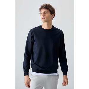 Sudadera Básica para Hombre de Algodón Azul Marino, Textura Suave, Corte Estándar - 88363 - Azul Marino - Product Image 2