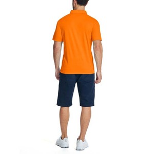 Men's <b>Orange</b> Short Sleeve Knitted <b>Polo</b> Shirt With Zipper Collar And Chest Pocket Casual Style - Product Image 6