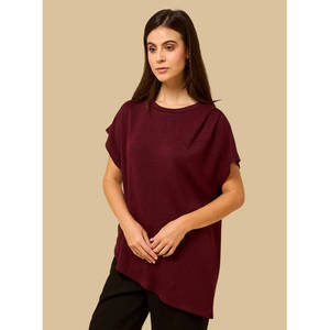 Women's Asymmetric Ruched Detail Rayon Leisure <b>Top</b> Short Sleeve Casual Shirt Side Slits Soft Comfortable OEM Private Label - Product Image 6