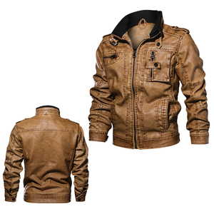 <b>Men</b> Premium Leather <b>Jacket</b> Slim Fit Moto Biker Coat Genuine <b>Sheepskin</b> Winter Streetwear Fashion Outerwear - Product Image 1
