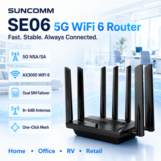 SUNCOMM 5G Router with SIM Card Slot,WiFi 6 AX3000 5G CPE Router,X62 5G Modem Router,Dual Band Cellular Router for Home Business