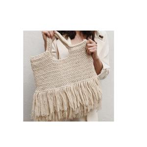Sacs à main en coton fait main, sacs à main en paille pour femmes, sacs vintage à pompons, crochet macramé, sacs de plage, pochettes et sacs à main - Product Image 4