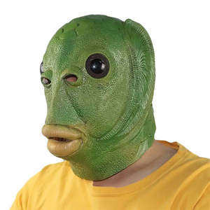 Máscara de Pez Verde Divertida para Cosplay, Máscara Facial de Plástico y Látex para Fiestas de Disfraces, Halloween y Festividades - Product Image 4